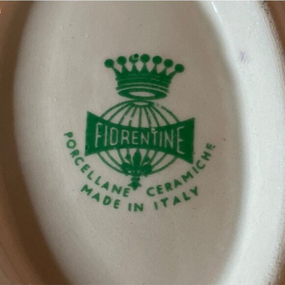 Vintage Fiorentine Floral Oval Porcelain Dish with Gold Trim Made in Italy - Picture 4 of 9